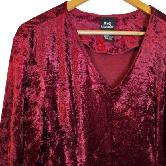 Brett Alixander Burgundy Velvet Dress Size 16 - Picture 2 of 4